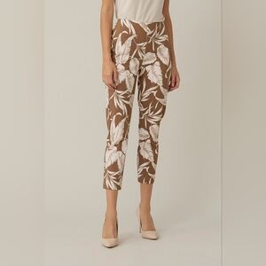 Joseph Ribkoff Palm Pull On Stretchy Capri Pants Brown Neutral Summer Size 8